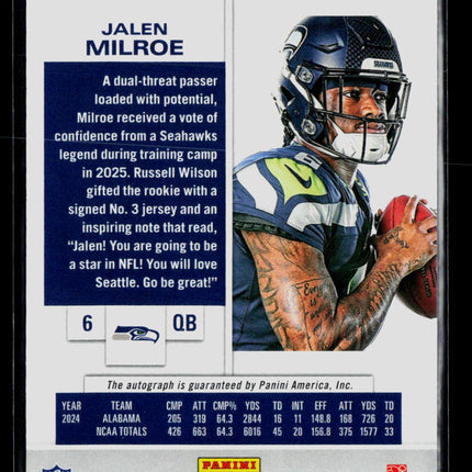 2026 Panini Contenders Football Jalen Milroe #37 RC Auto