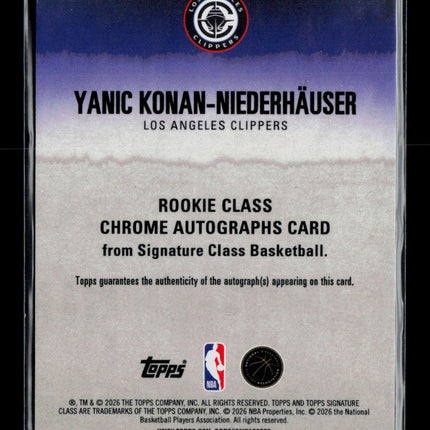 2026 Topps Signature Class Basketball Yanic Konan-Niederhauser #RCC-YKN RC Auto