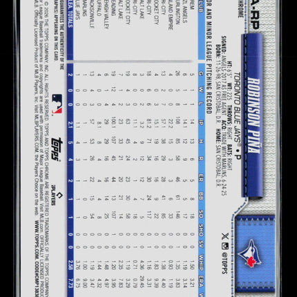 2024 Topps Chrome Robinson Pina #RA-RP Pink Refractor RC 062/250 Auto