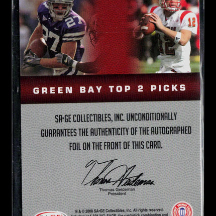 2008 SAGE Green Bay Top 2 Picks Brian Brohm Jordy Nelson #A-28A Auto