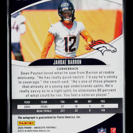 2025 Panini Absolute Football Jahdae Barron #131 RC Auto