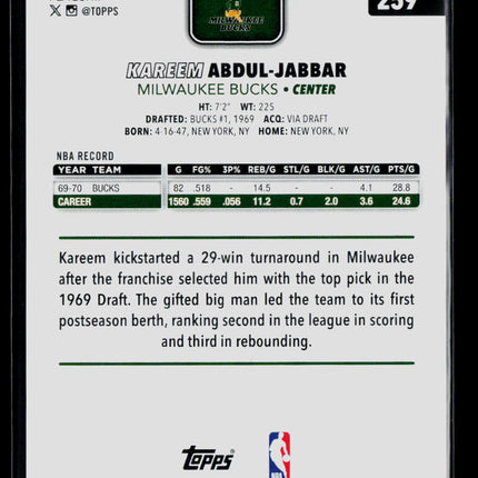 2025 Topps Kareem Abdul-Jabbar #259 Green 28/99