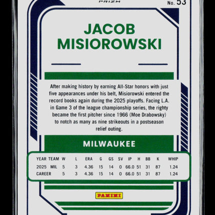 2026 Panini Donruss Optic Jacob Misiorowski #53 Orange