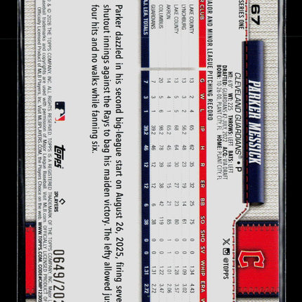 2026 Topps Series One Parker Messick #67 Gold RC /2026