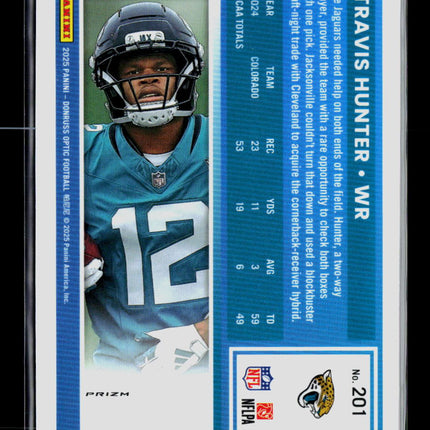 2025 Panini Donruss Optic Travis Hunter #201 Blue