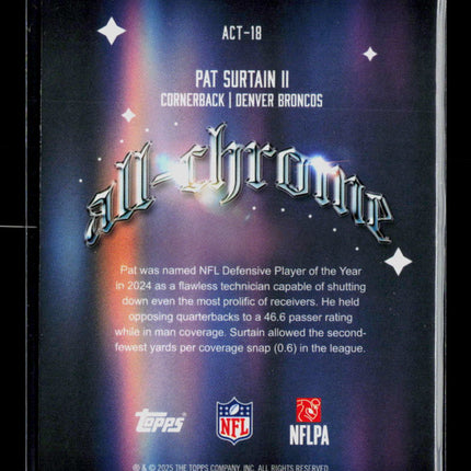 2025 Topps Chrome All-Chrome Pat Surtain II #ACT-18