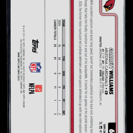 2025 Topps Chrome Garrett Williams #6 Light Blue Refractor 232/299