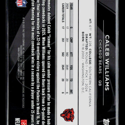 2025 Topps Chrome Black Caleb Williams #20 Orange /25
