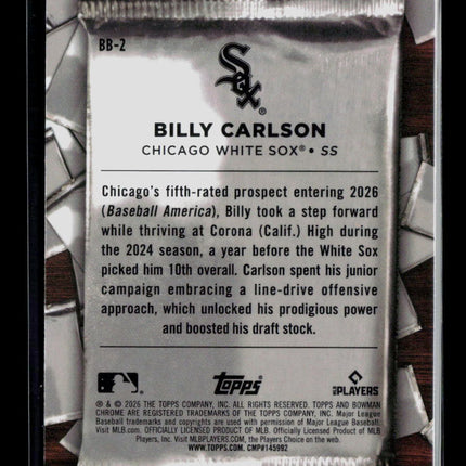 2026 Bowman Chrome Big Break Billy Carlson #BB-2 Mini Diamond /150