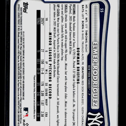 2026 Bowman Chrome Elmer Rodriguez #55 RC