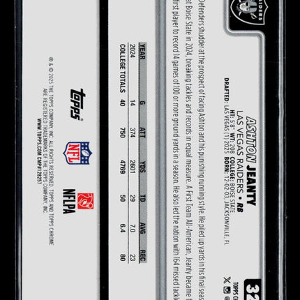 2025 Topps Chrome Ashton Jeanty #322 RC