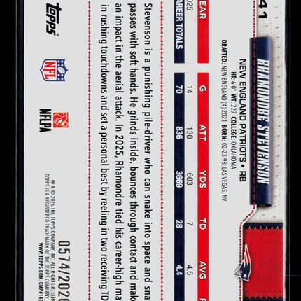 2026 Topps Rhamondre Stevenson #141 Gold /2026