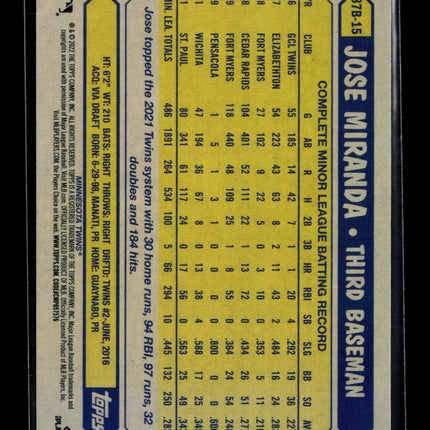 2022 Topps Jose Miranda #87B-15 Cherry Blossom RC