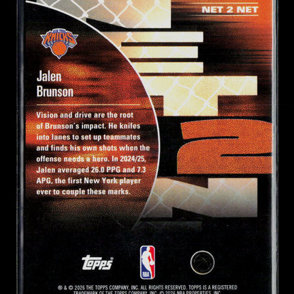 2026 Topps Net 2 Net Jalen Brunson #NTN-7 72/75