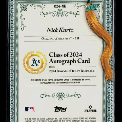 2024 Bowman Draft Baseball Class of 2024 Nick Kurtz #C24-NK 079/250 Auto