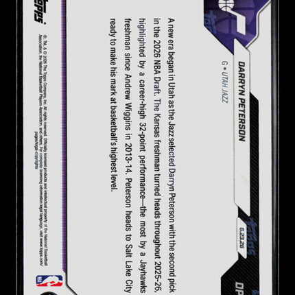 2025 Topps Now Basketball Darryn Peterson #DPET RC