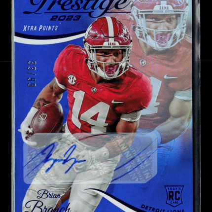 2023 Panini Prestige Football Brian Branch #307 Xtra Points Blue RC Auto