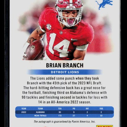 2023 Panini Prestige Football Brian Branch #307 Xtra Points Blue RC Auto