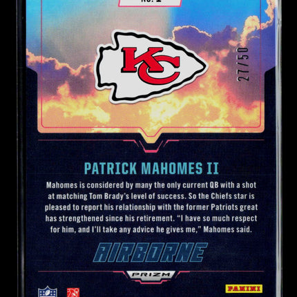 2025 Panini Rookies & Stars Airborne Prizm Patrick Mahomes II #1 Blue /50