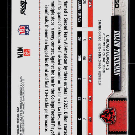 2026 Topps Dillon Thieneman #350 RC Team Border