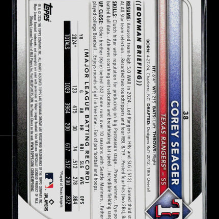 2025 Bowman Chrome Corey Seager #38 Mojo Refractor /275