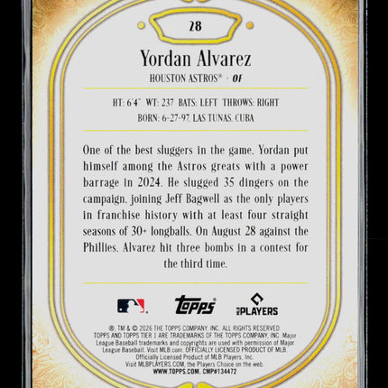 2026 Topps Tier One Yordan Alvarez #28 116/125