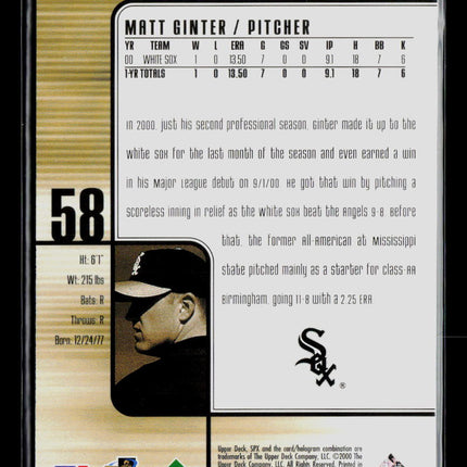 2000 Upper Deck SPx Matt Ginter #196 1295/1600