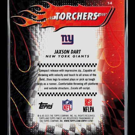 2025 Topps Finest Torchers Jaxson Dart #T-4 RC Xfractor