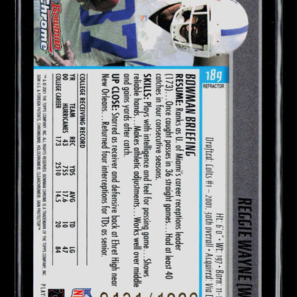 2001 Bowman Chrome Reggie Wayne #189 Refractor 0131/1999
