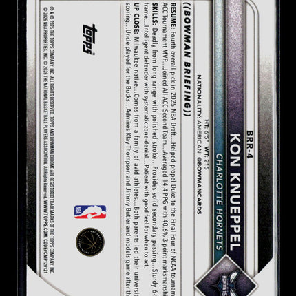 2025 Bowman Chrome Kon Knueppel #BRR-4 RC Red logo