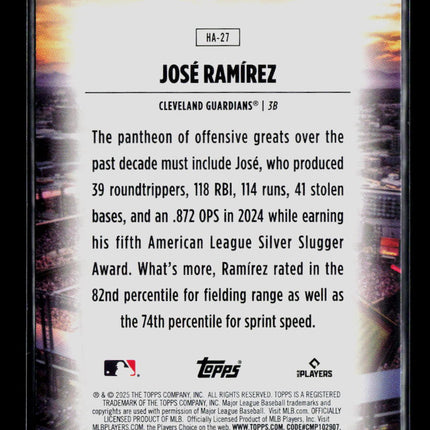 2025 Topps Home Field Advantage Jose Ramirez #HA-27