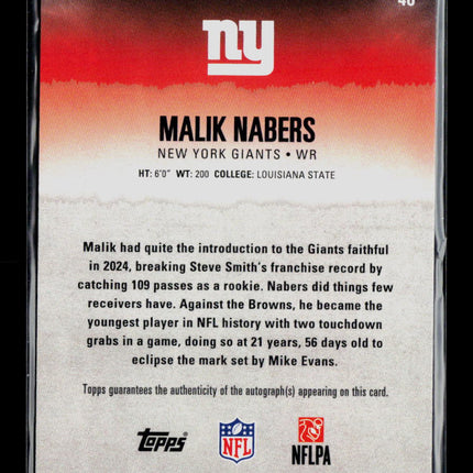 2025 Topps Signature Class Malik Nabers #40 Auto Teal /225