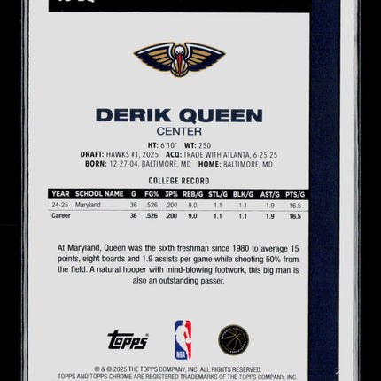 2025 Topps Chrome Derik Queen #TC-DQ Mojo Refractor RC