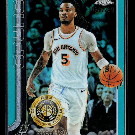2025 Topps Chrome Stephon Castle #228 Aqua Refractor 028/289