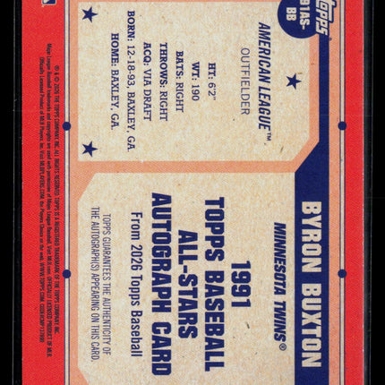 2026 Topps 1991 Topps Baseball All-Stars Byron Buxton #91AS-BB Green 67/99 Auto