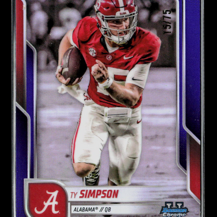 2025 Bowman Chrome University Ty Simpson #151 Purple 15/75
