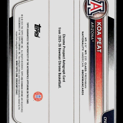 2025 Bowman Chrome University Koa Peat #CPA-KP Green Refractor 43/99 Auto