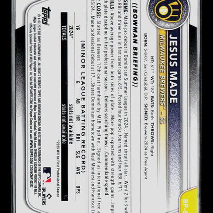 2025 Bowman Jesus Made #BP-66 Purple Paisley /199