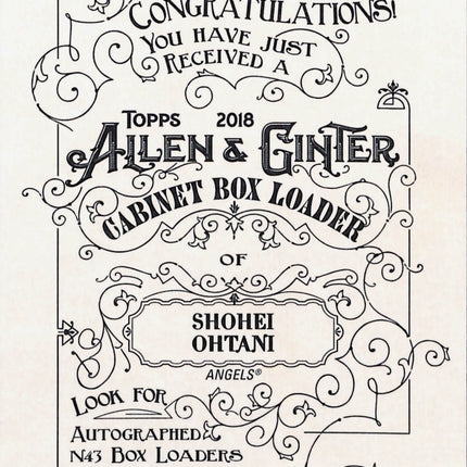 2018 Topps Allen & Ginter Shohei Ohtani Box Topper #BL-7 RC