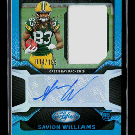 2025 Certified Savion Williams #FBC-SWS RC 014/199 Patch Auto