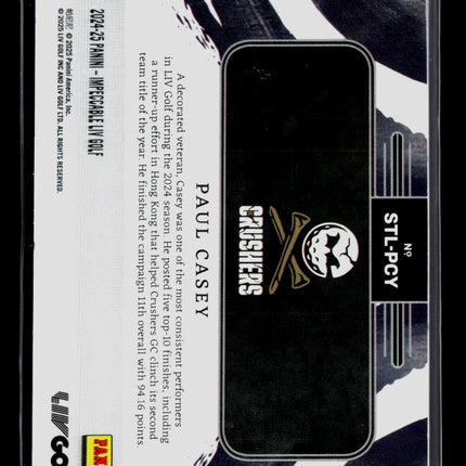 2025 Impeccable LIV Paul Casey #STL-PCY 1 Troy Ounce .999 Fine Silver Bar 19/30