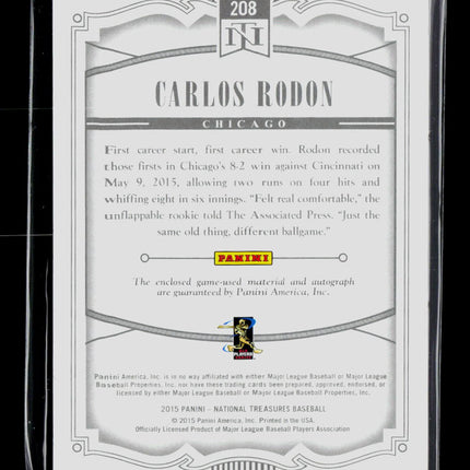 2015 Treasures Carlos Rodon #208 Patch Auto 03/99 RC
