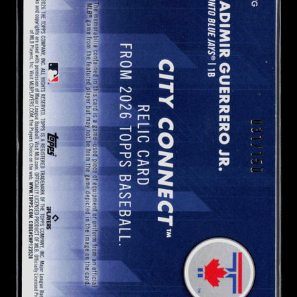 2026 Topps City Connect Vladimir Guerrero Jr. #CC-VG 031/150 Patch