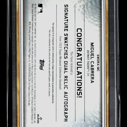 2023 Topps Museum Collection Miguel Cabrera #SWDRA-MC 09/25 Patch Auto