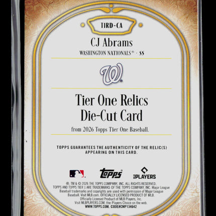 2026 Topps Tier One CJ Abrams #T1RD-CA Die-Cut 007/199 Patch