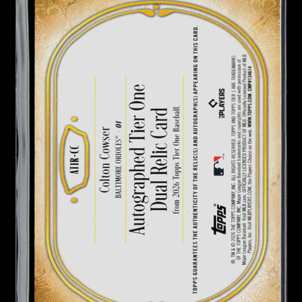 2026 Topps Tier One Colton Cowser #AT1R-CC 84/99 Patch Auto