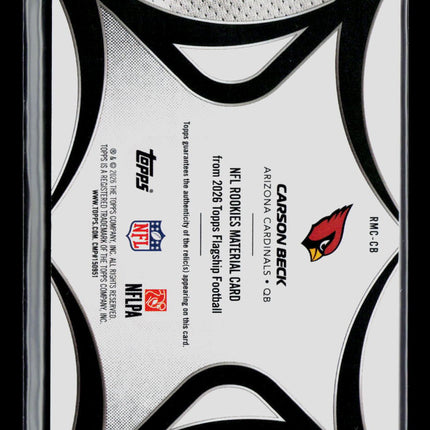 2026 Topps Flagship Football Carson Beck #RMC-CB 56/99 RC Patch