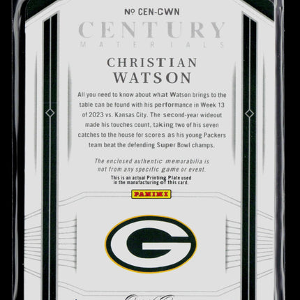 2023 National Treasures Christian Watson 1/1 Printing Plate Patch