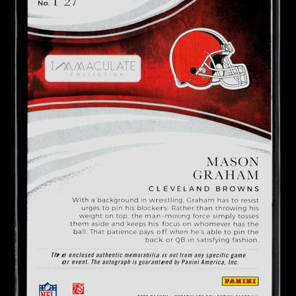 2025 Immaculate Mason Graham #127 09/25 Patch Auto