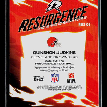 2026 Topps Resurgence Quinshon Judkins #RRS-QJ Patch Auto /75